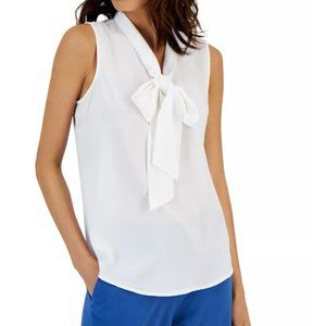 Tahari ASL Tie Neck Sleeveless Blouse - Large